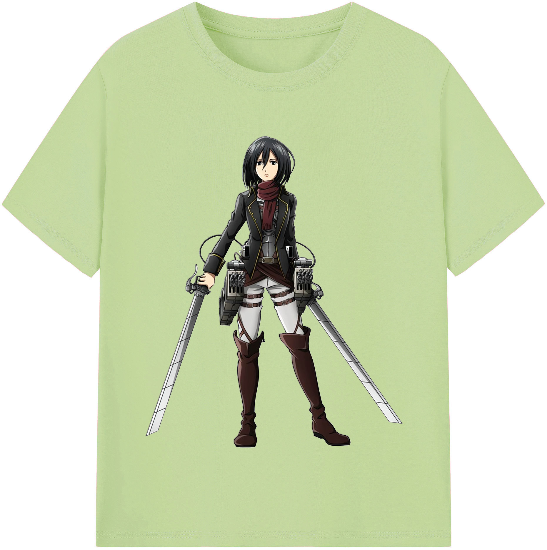 （画像用） 進撃の巨人 ミカサ·アッカーマン Attack on Titan Mikasa Ackerman 綿100％半袖Tシャツ（フロントプリント）